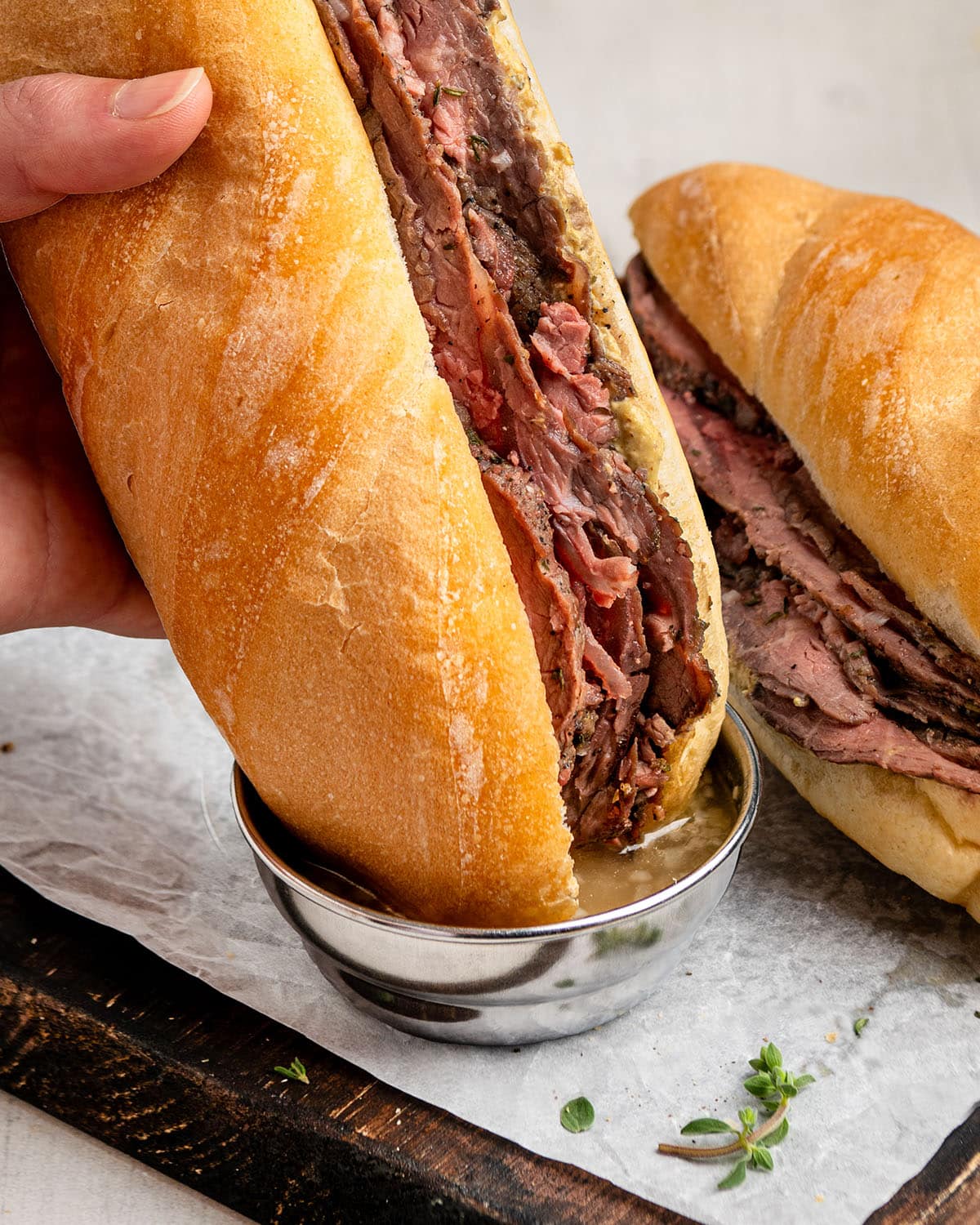 roast beef french dip sandwich