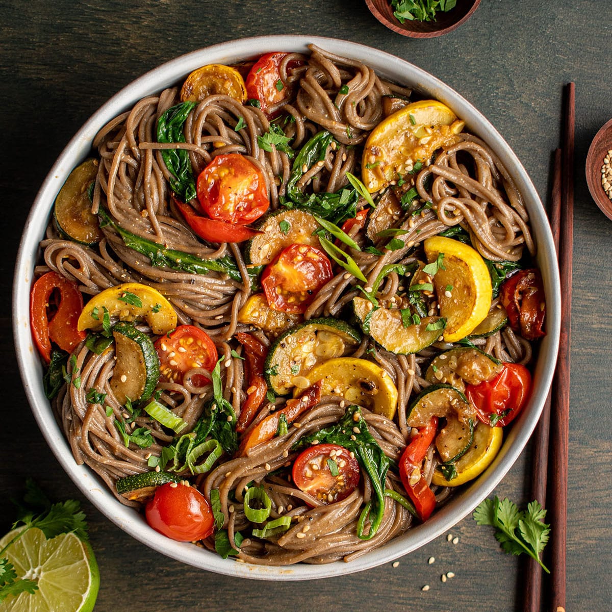 miso lime summer soba noodles