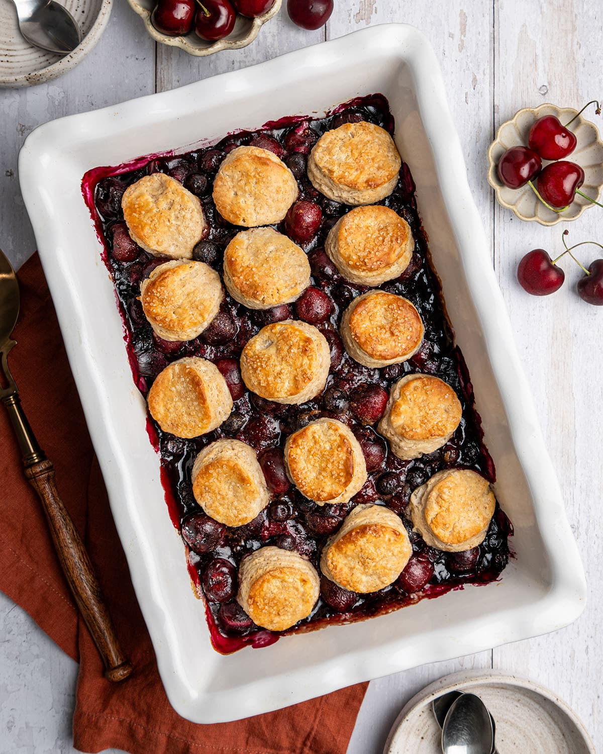 cherry blueberry biscuit cobbler