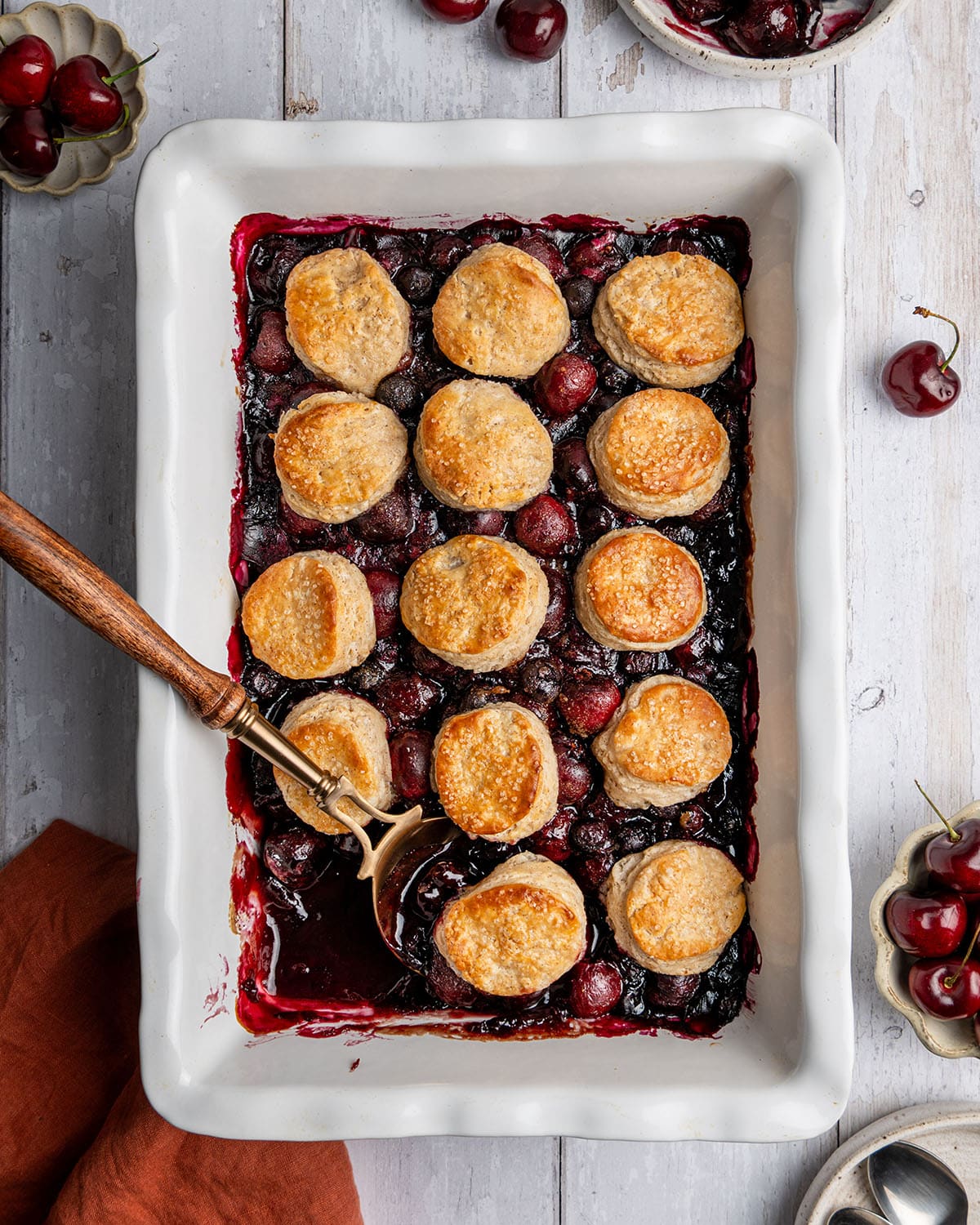 cherry blueberry biscuit cobbler