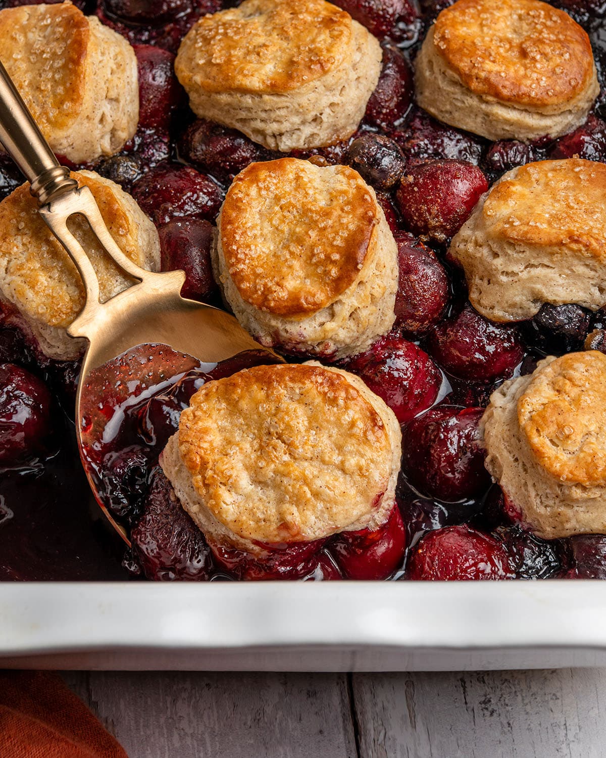 cherry blueberry biscuit cobbler
