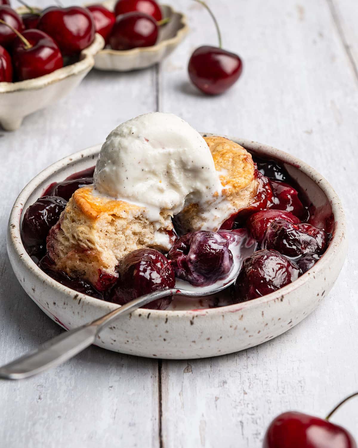 cherry blueberry biscuit cobbler