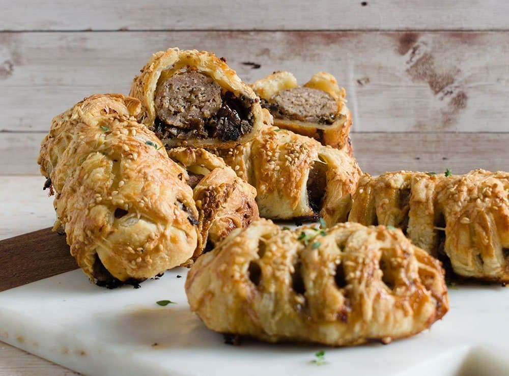 sausage and mushroom rolls