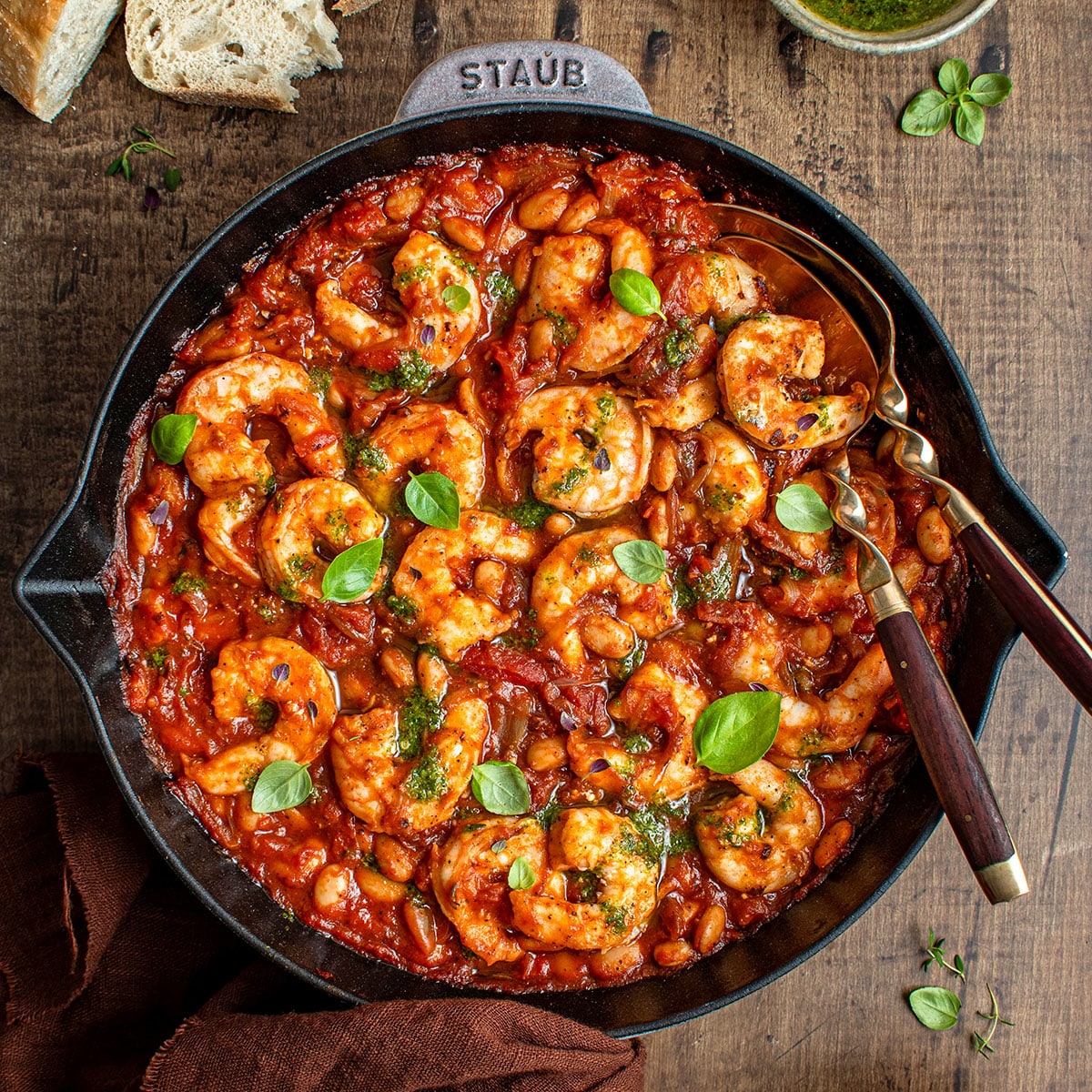 One Pan Shrimp with White Beans in Tomato Sauce