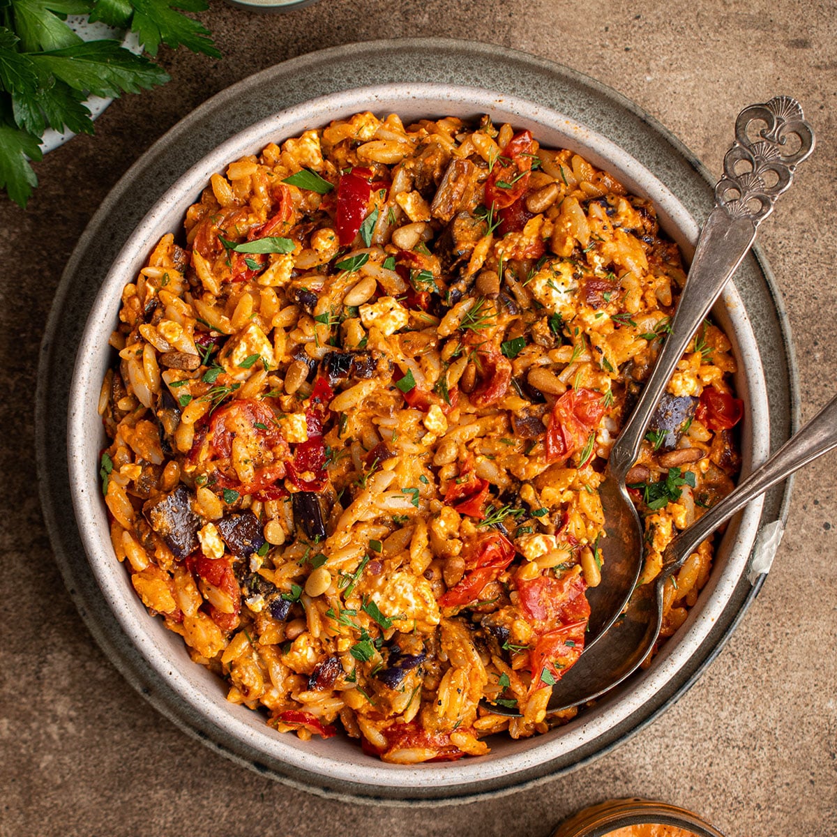 romesco orzo pasta salad