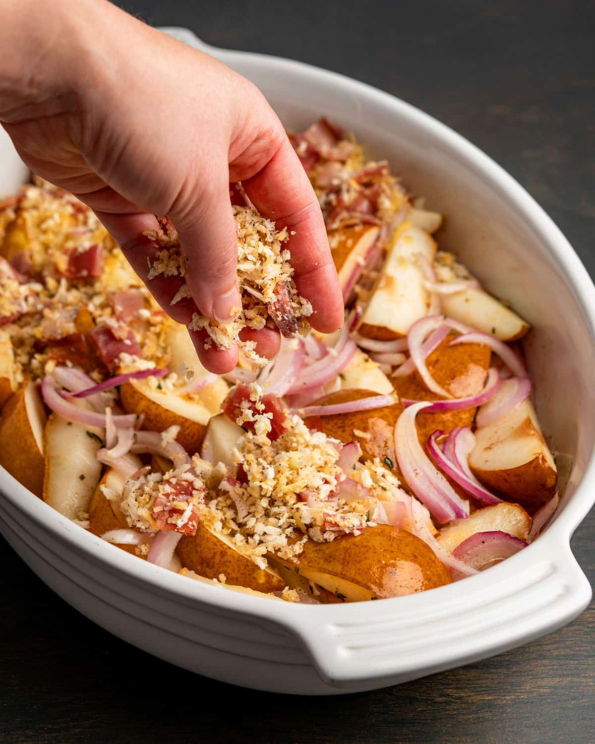 top with breadcrumbs