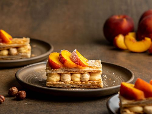 Peach Hazelnut Millefeuille - Cherry on My Sundae