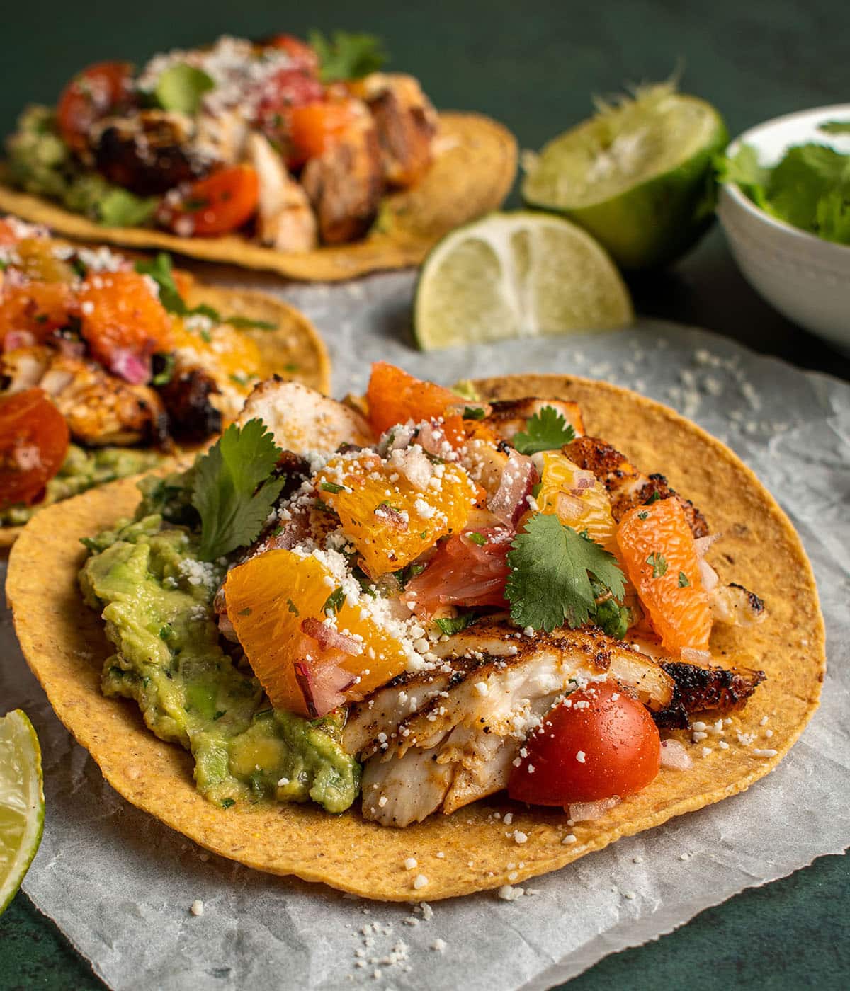 citrus marinated fish tostadas