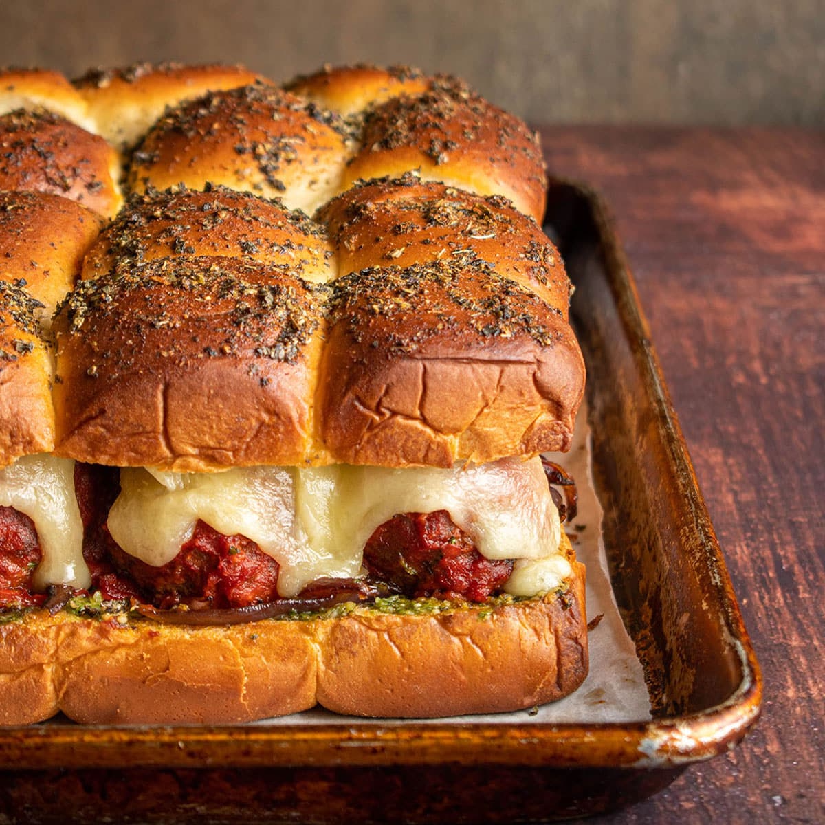 Pull Apart Nduja Meatball Sliders