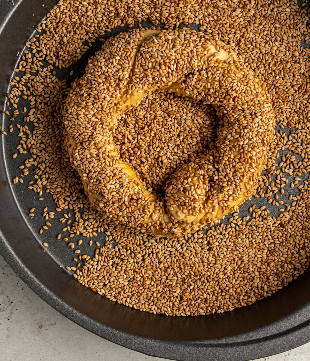 cover in sesame seeds
