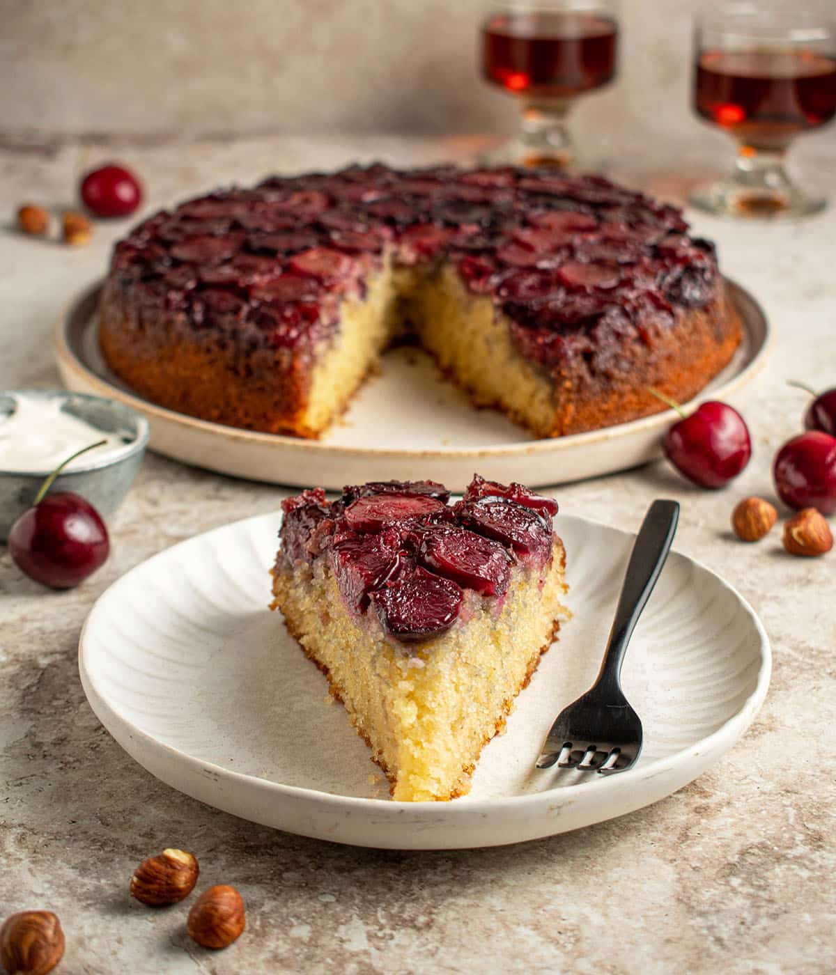 upside down cherry amaretto cake
