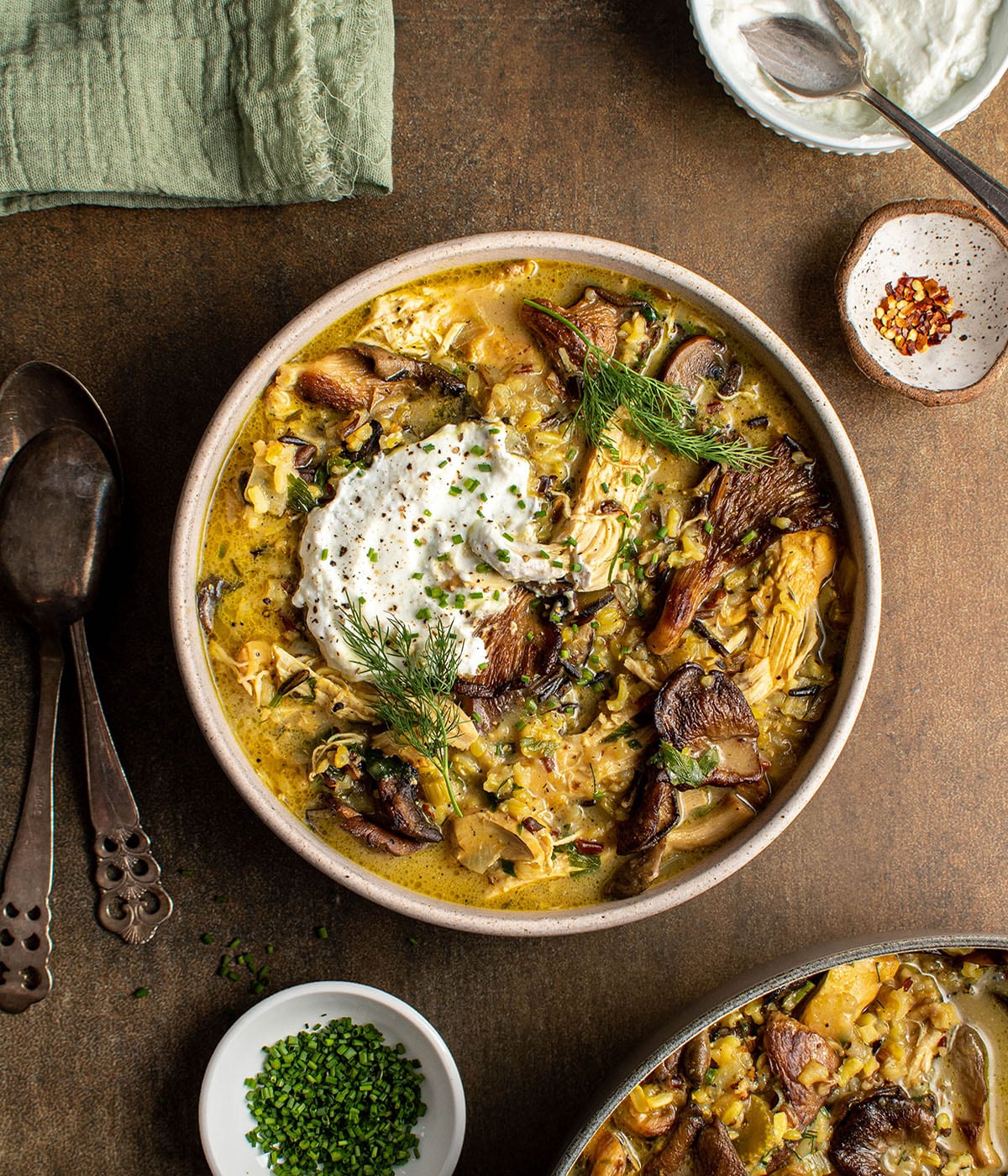 mushroom and rice chicken soup