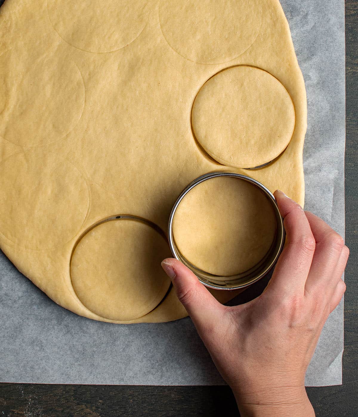 roll dough and cut rounds