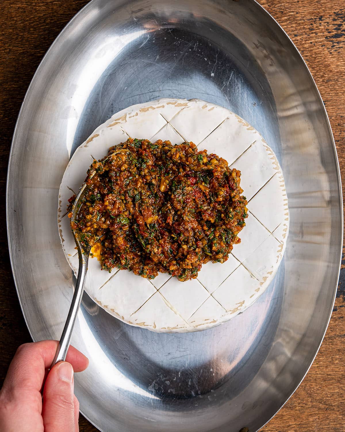 top with pesto