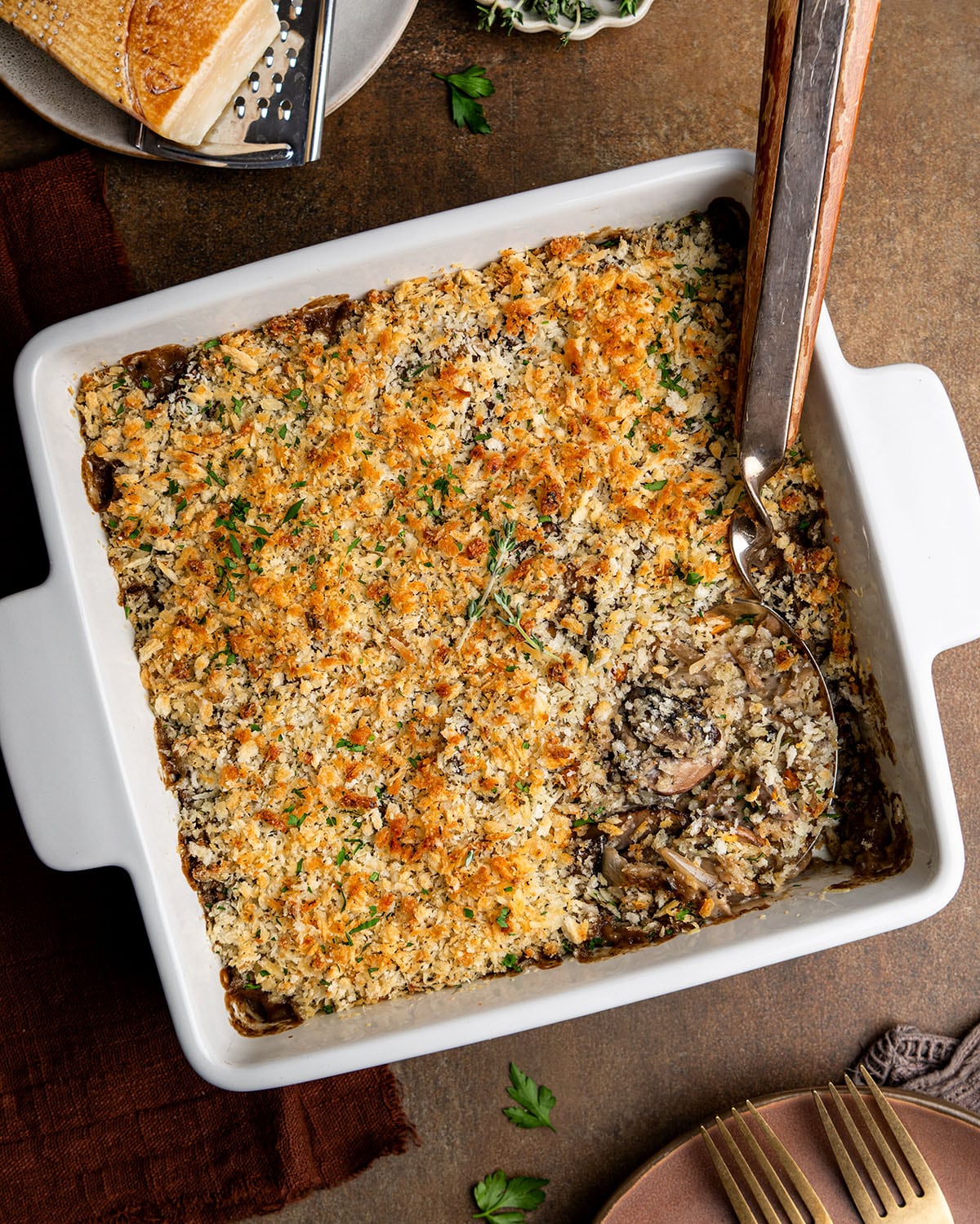 creamy mushroom gratin