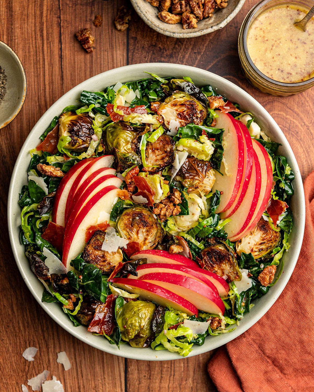 shaved and roasted brussels sprouts salad