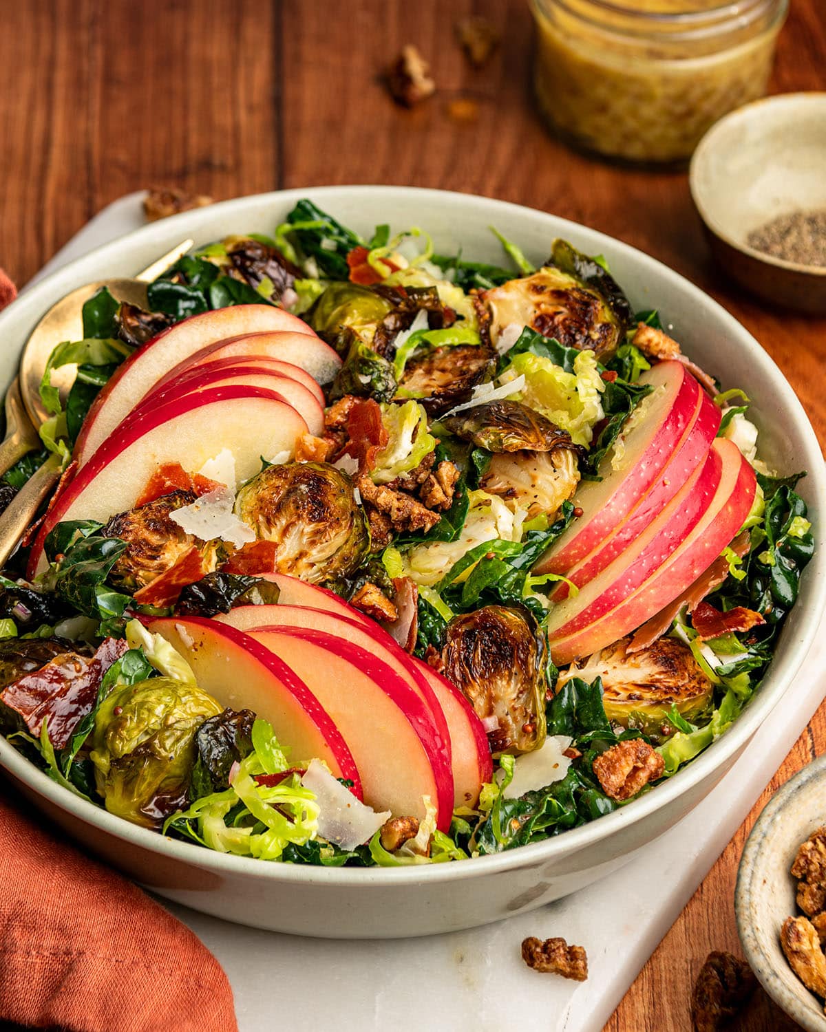 shaved and roasted brussels sprouts salad