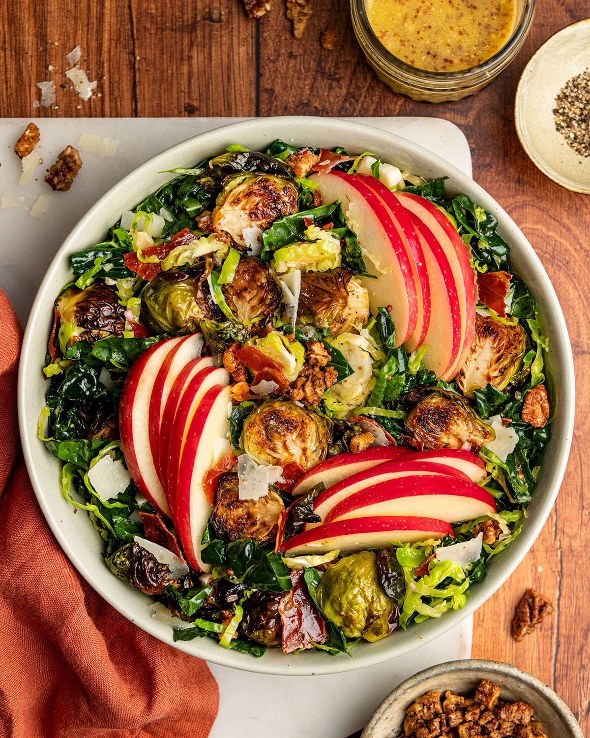 shaved and roasted brussels sprouts salad