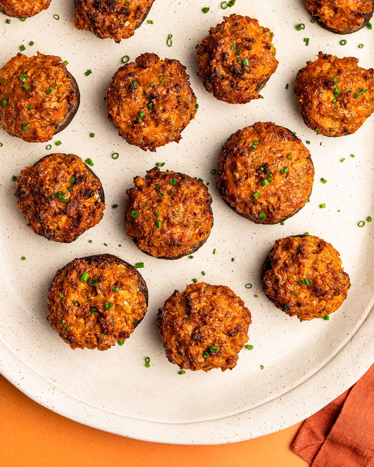 korean spicy pork stuffed mushrooms