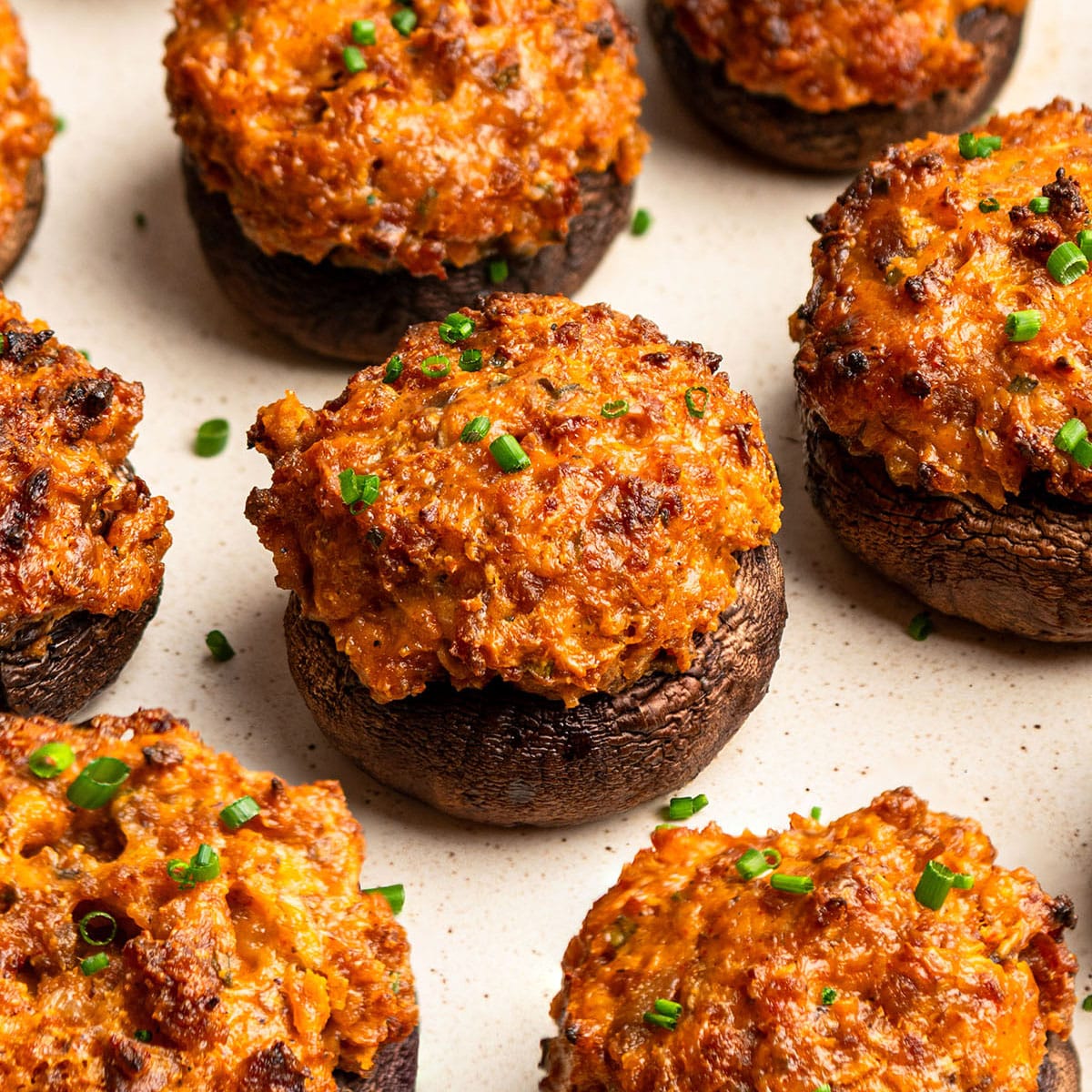Korean Spicy Pork Stuffed Mushrooms