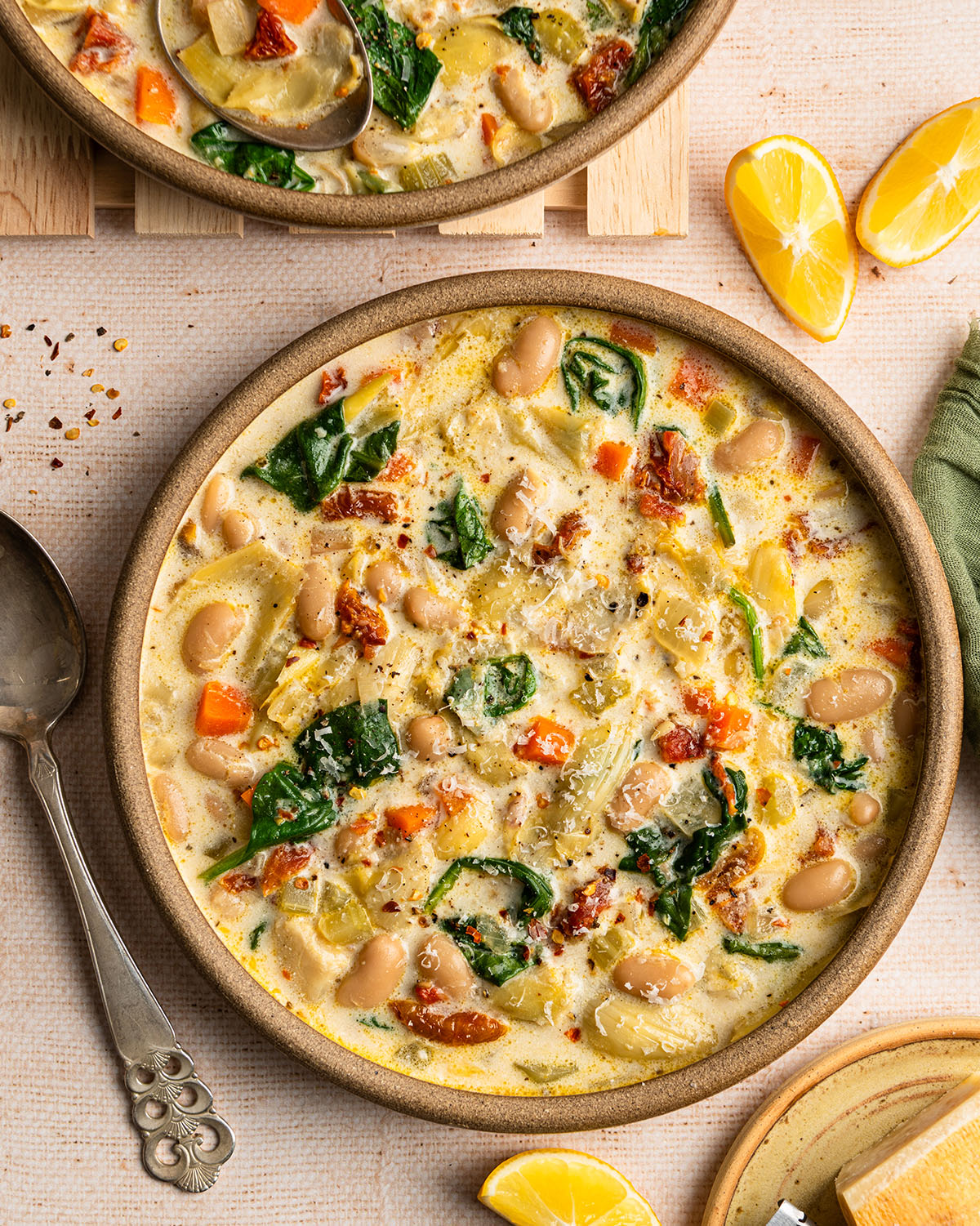 creamy tuscan lemon artichoke soup