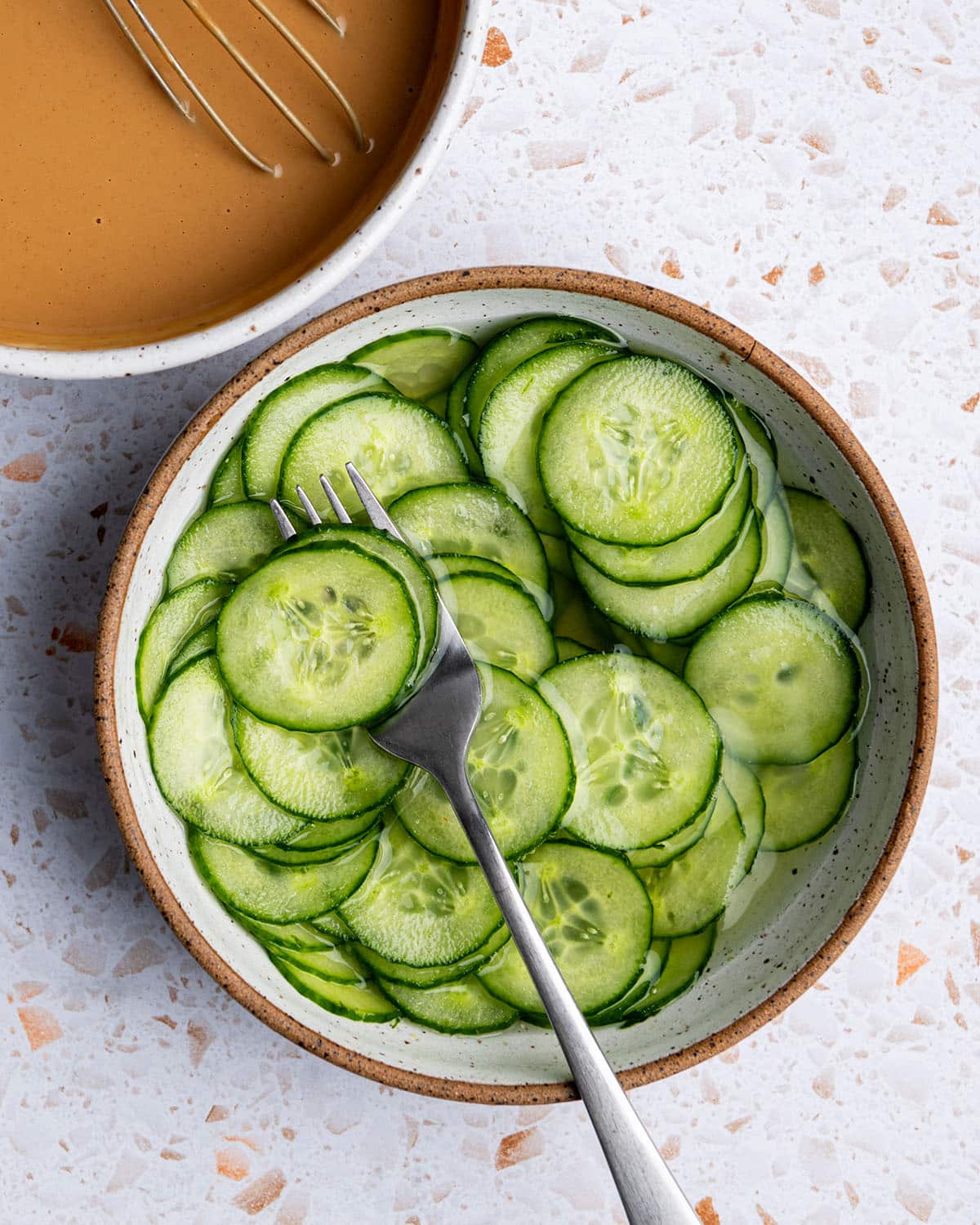 pickled cucumbers and peanut sauce