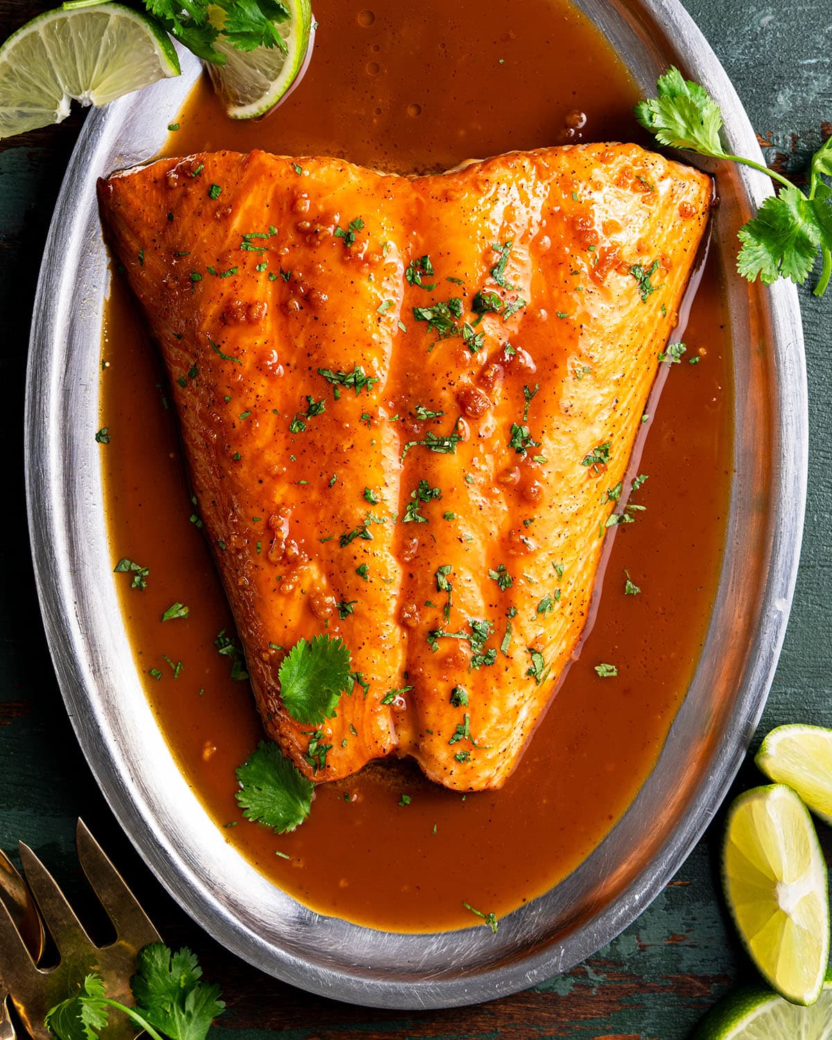 honey sriracha salmon with coconut lime sauce