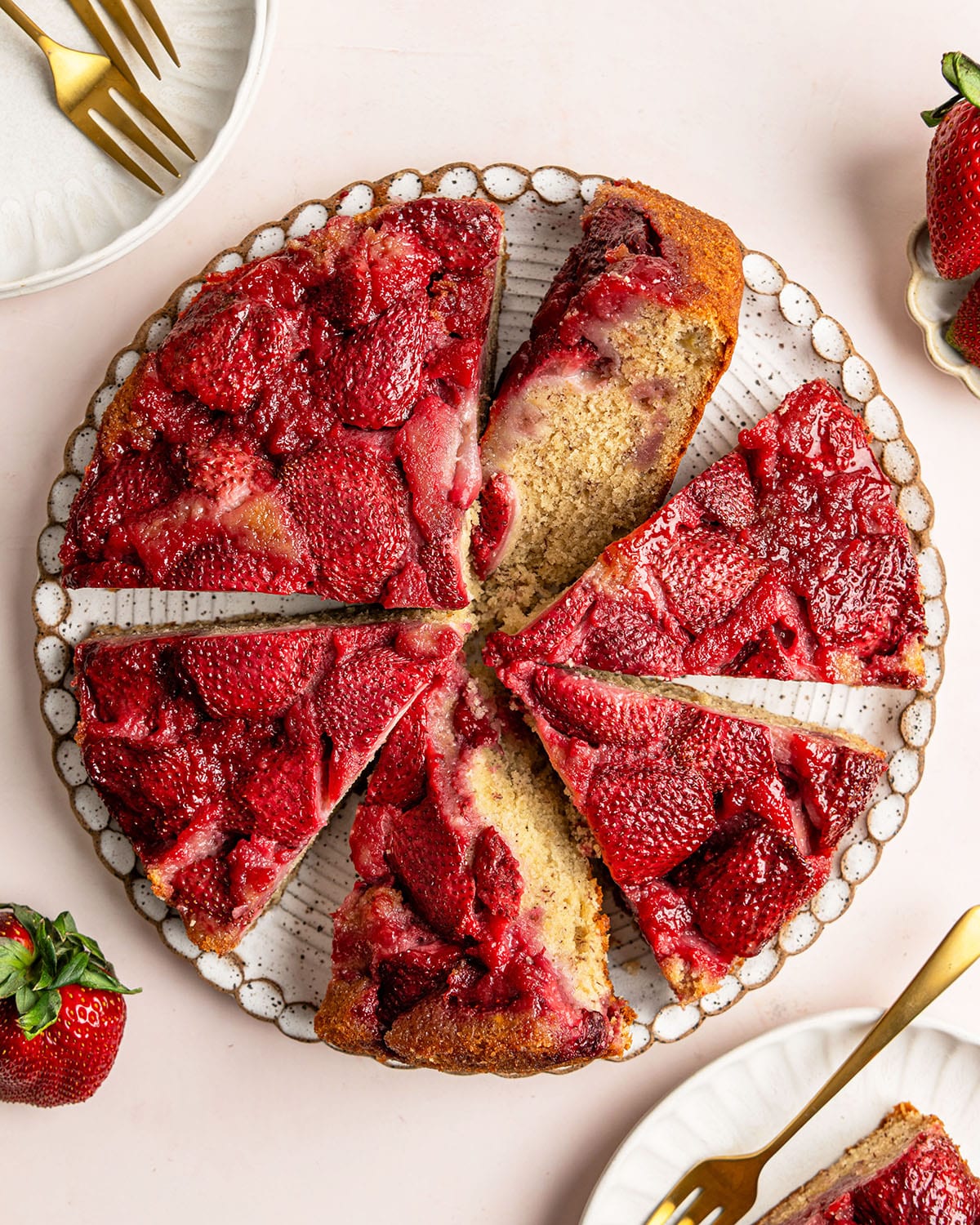 strawberry upside down banana cake