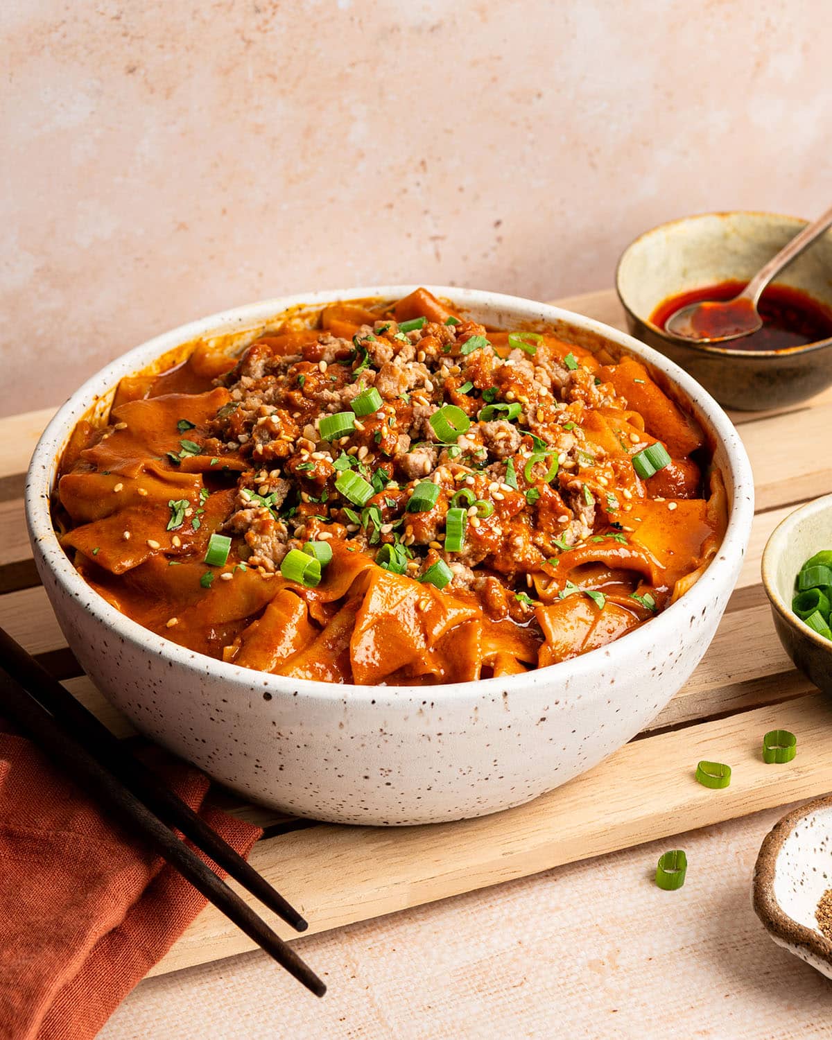 spicy wonton noodle bowl