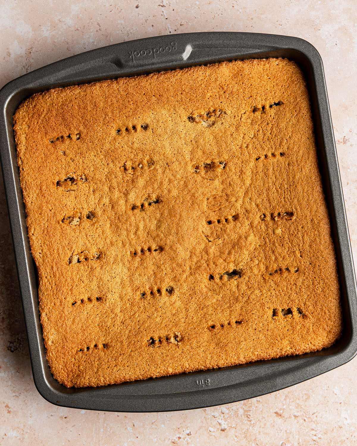 prick holes in cake