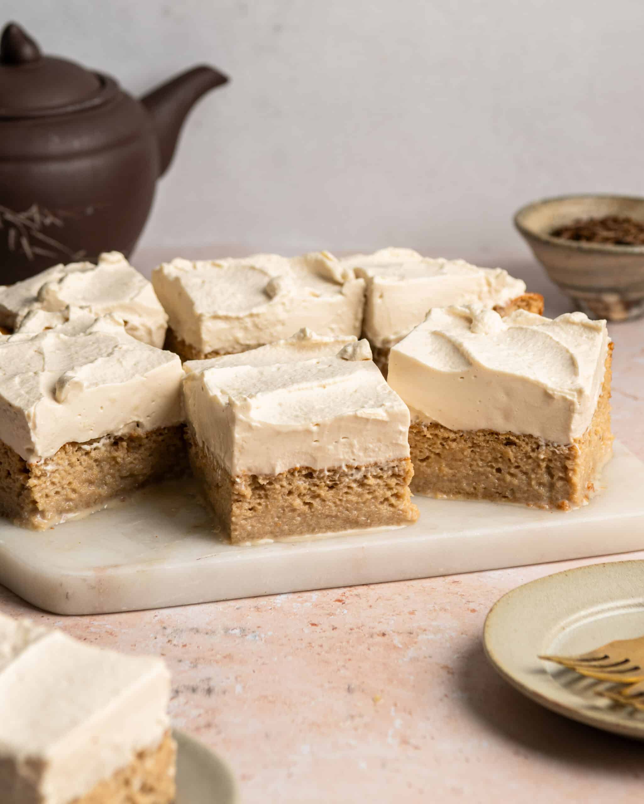 hojicha tres leches cake
