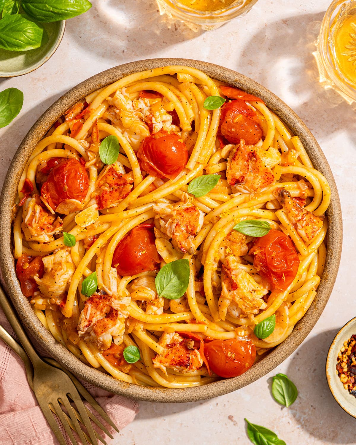 spicy calabrian chile lobster pasta