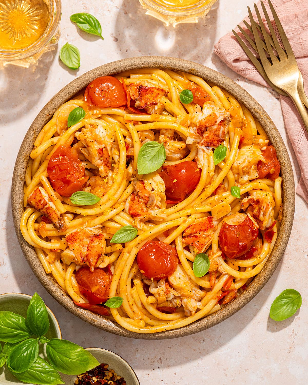 spicy calabrian chile lobster pasta