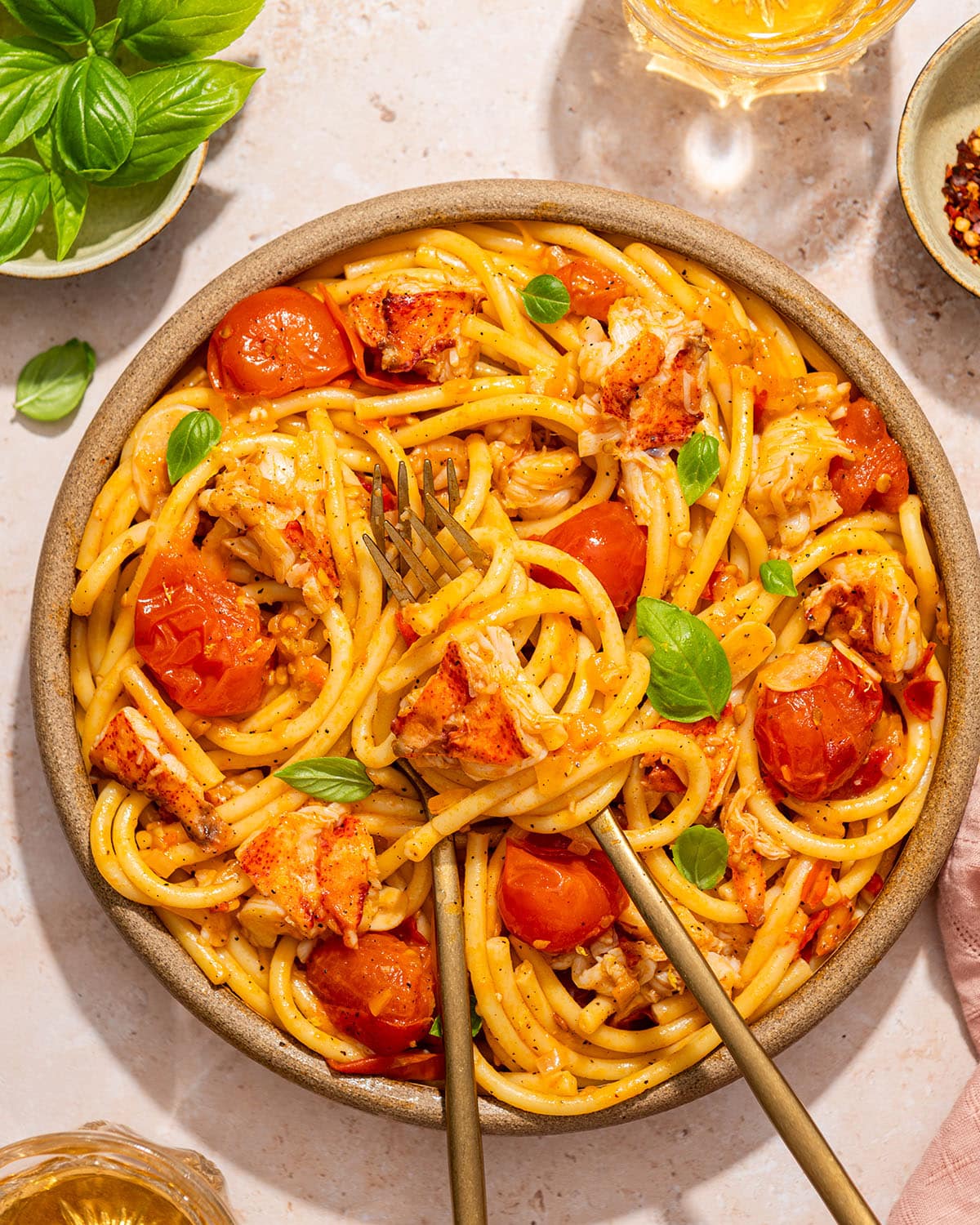 spicy calabrian chile lobster pasta
