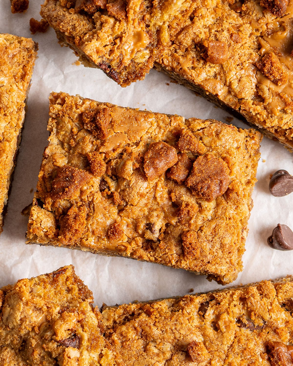 biscoff chocolate chip cookie bars