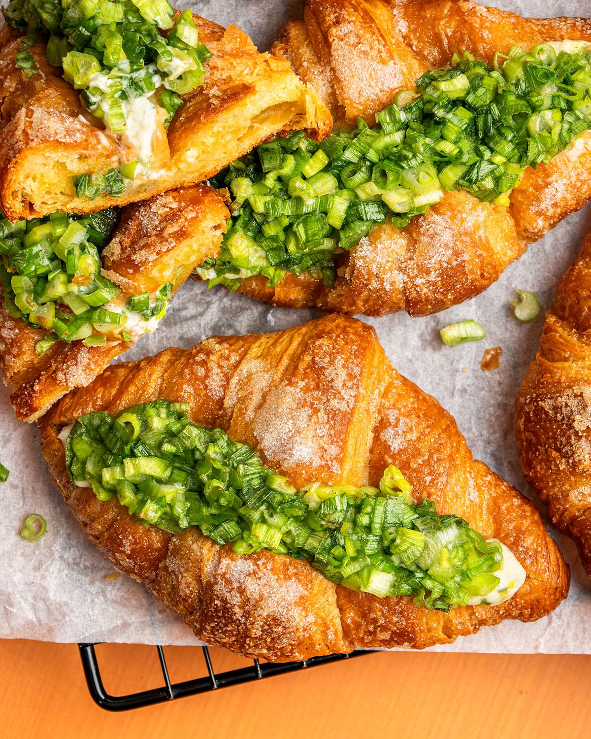 maple scallion cream cheese croissants